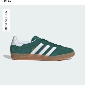 adidas Forest Green and White Gazelle Sneakers